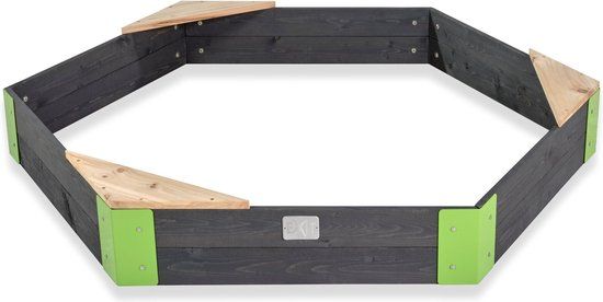 EXIT Aksent Houten Zandbak Zeshoek - 160x140cm - Grijs