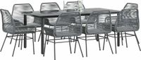 vidaXL 9-delige Tuinset met Kussens, Poly Rattan, Glas, Grijs