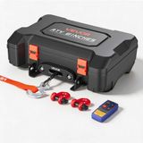 VEVOR treuil électrique 12 V, treuil mobile avec capacité de 2041 kg et télécommande, treuil moteur portable avec corde synthétique, guide-câble, crochet à manille, sangle, boîte de transport, treuil électrique pour