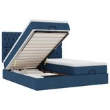 VidaXL Ottoman Bed with Mattresses and LEDs 180x200cm Fabric Blue