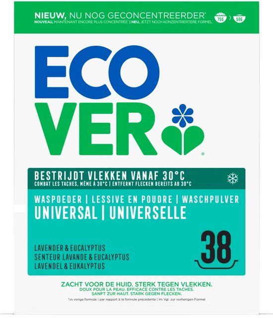 Ecover Waspoeder Universal 38 Wasbeurten - 1,9 kg
