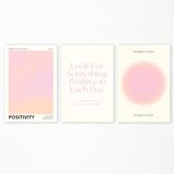Adyggefy Roze gradiënt Aura Angel Numbers Poster voor Kamer Esthetisch 3-delig 12x16 inch, pastel positieve dagelijkse bevestiging citaten canavs muurkunst abstracte minimalistische print schilderij