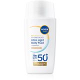 Nivea Sun UV Visage Fluide Quotidien Ultra Léger Teinté Clair, SPF 50+ 40 ml