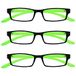 UV Reader Zwart Heldergroen Nek Leesbril 3 Stuks +3,50