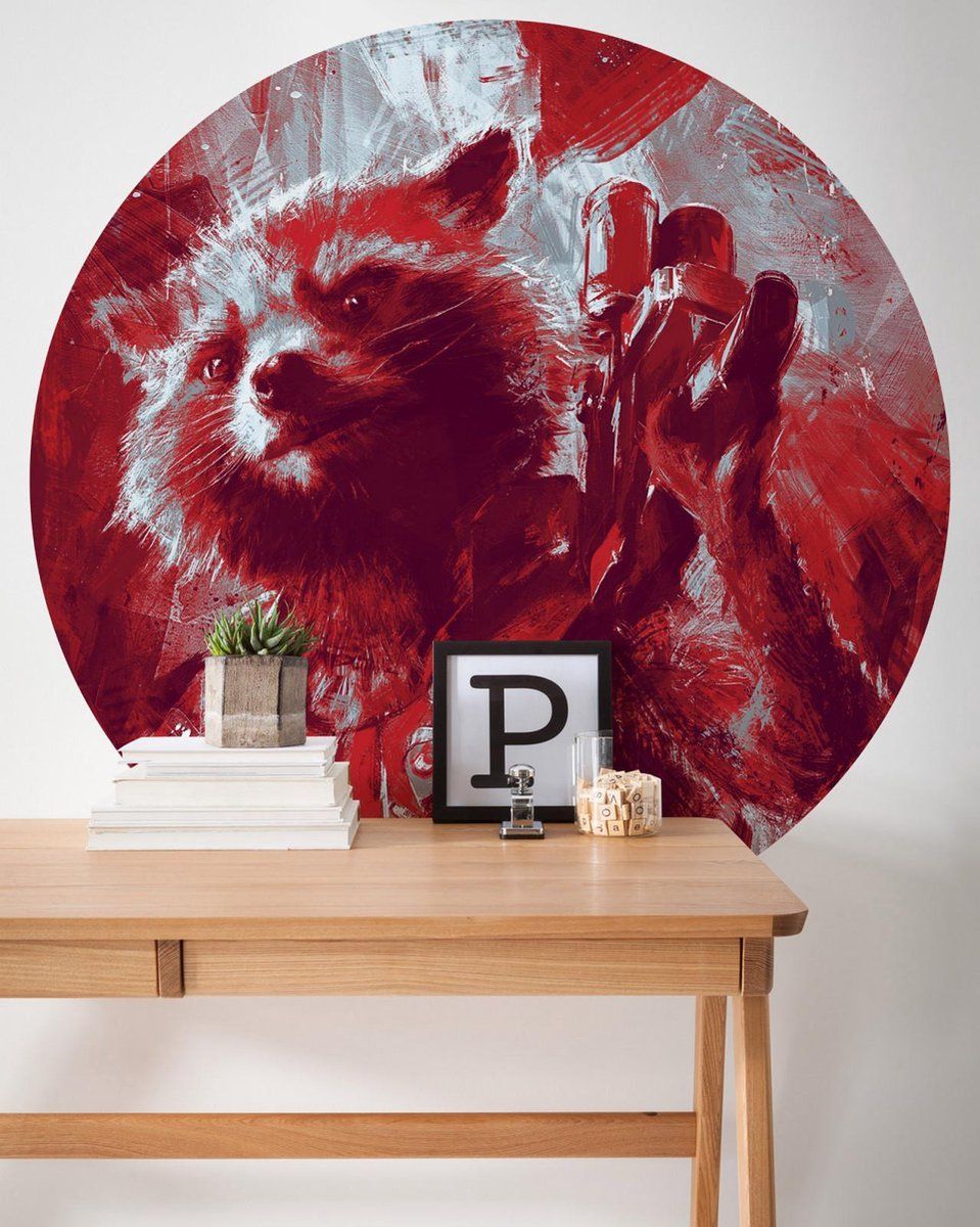 KOMAR Avengers Painting Rocket Raccoon Zelfklevende Behangcirkel Ø125cm