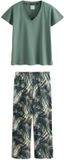 Next Dames Pyjama met korte mouwen Khaki Green Gebloemd Katoen XL