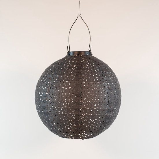 Annas collection Solar lampion 25 cm grijs/marrakesh