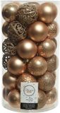 Decoris Kaemingk B.V. 74x Kunststof Kerstballen Toffee Bruin 6 cm Mix