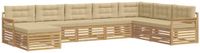 vidaXL Buiten bankenset 8-delig Wit en Beige Massief Acacia Hout