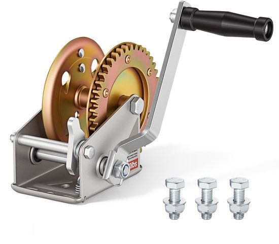 VEVOR Handlier met Een Hefvermogen van 726 kg, Handmatig te Bedienen Zonder Touw, Bootlier met Tweewegratel en Handslinger, Hijsinstallatie met Een Overbrengingsverhouding van 4:1, Gecoate Handlier voor Boottrailers