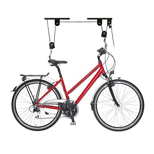Relaxdays fietslift, tot 30 kg, max. plafondhoogte 4 m, fietstakel voor plafond met katrol, garage, kelder, zwart