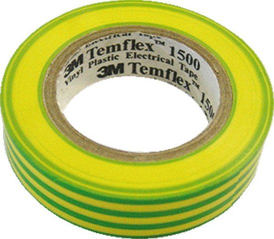 3M MMM zelfkl tape Temflex 1500 PVC geel/groen lxb 20mx19mm