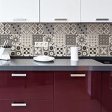 Ambiance Sticker Muurstickers - Azulejo tegelstickers zelfklevend voor keuken en badkamer - 9 ivoorkleurige Azulejo tegelstickers - 9 stickers 10x10cm