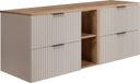 3xE living meuble suspendu 140 cm avec plateau, chêne artisanal cachemire, poignées noires