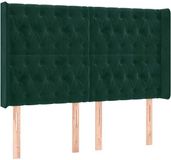vidaXL Hoofdbord met randen fluweel donkergroen 147x16x118/128 cm