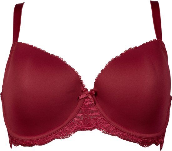After Eden Bizou - Voorgevormde Beugel BH met kant - Dames - Bordeaux - Maat 90G