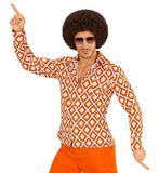 W WIDMANN MILANO Jaren 70 disco hemd Groovy geruit Oranje