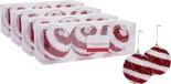 Home & Styling Koopman International 12x stuks gedecoreerde kerstballen rood/wit kunststof diameter 8 cm