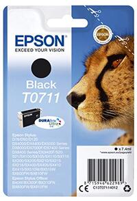 Epson T0711 Cheetah Zwart, Echte, DURABrite Ultra Ink, Amazon Dash Aanvulling Klaar