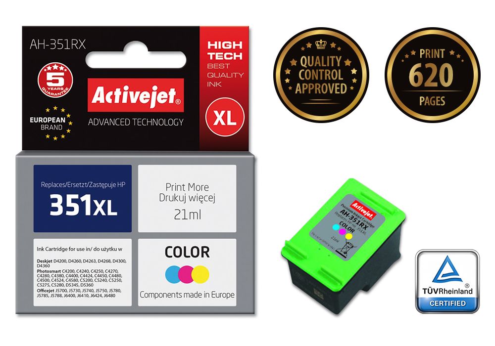 ActiveJet AH-351RX inktcartridge (vervanging HP 351XL CB338EE; Premium; 21 ml; kleur)
