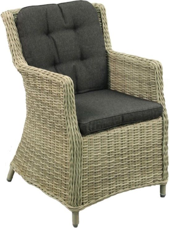 Your Own Living Terlizzi Tuinstoel - Off White - Wicker - Met Armleuning & Kussen
