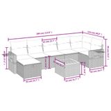 vidaXL 8-delige Loungeset met kussens, polyrattan, zwart