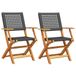 VidaXL Chaise de jardin terrasse acacia, polyrattan noir (2 pièces)
