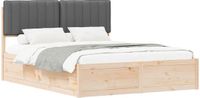 vidaXL Bedframe met Gevoerde Hoofdbord Donkergrijs 160 x 200 cm