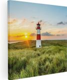 Artaza Canvas Schilderij Vuurtoren met Zonsopgang op een Eiland - 60x60 - Canvas Print