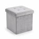 SCENA LIVING Pouf avec rangement, aspect velours, gris, 38 x 38 x 38 cm