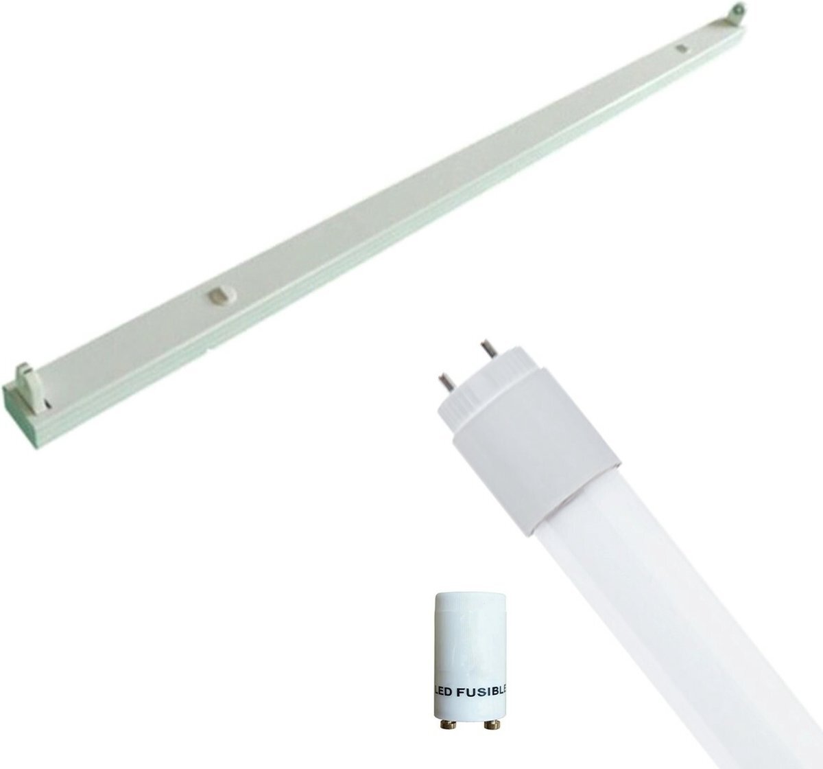 Qualu LED TL Armatuur met T8 Buis Incl. Starter - Igia Dybolo - 120cm Enkel - 16W - Helder/Koud Wit 6400K - Beschermingsgraad IP20