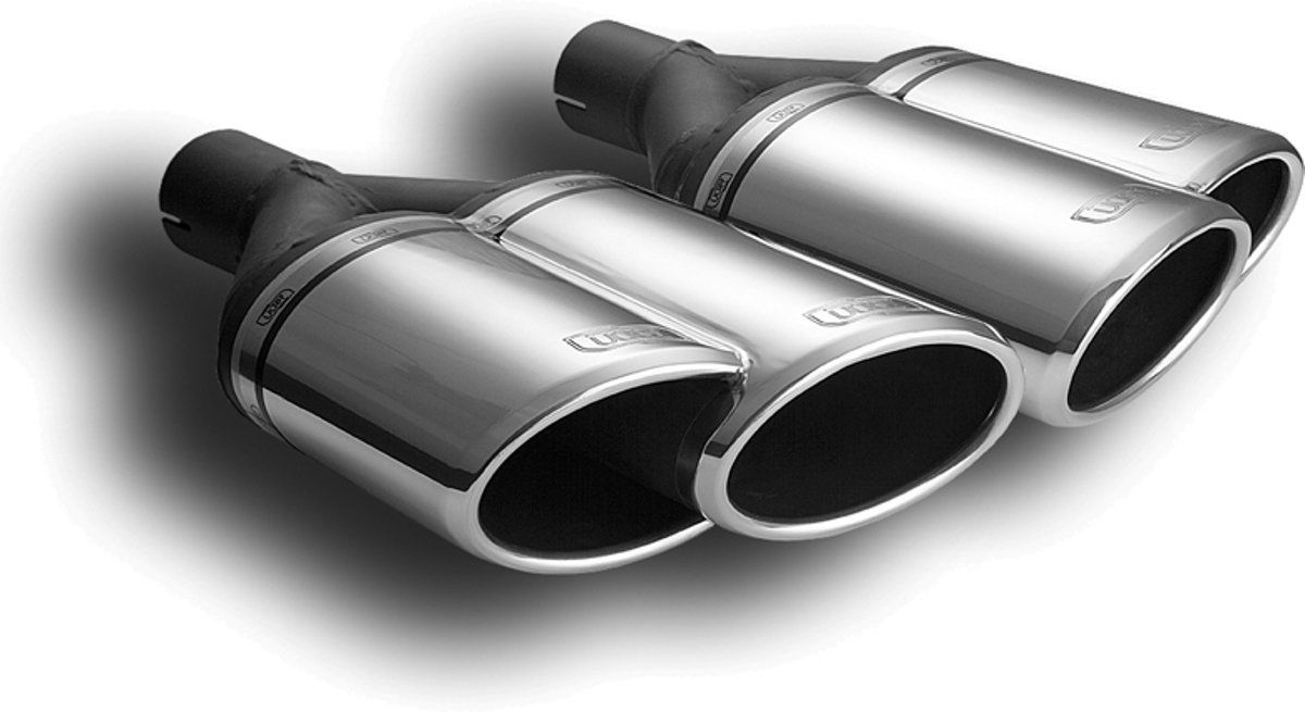 Ulter Sport Uitlaatsierstuk (links) - Dubbel Ovaal 160x65mm - Lengte 200mm - Montage - >50mm - RVS