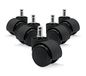 Set Ofituria Set van 5 draaibare rubberen wielen voor bureaustoelen en gaming, wielen voor alle soorten vloeren, belastbaar tot 150 kg, maat 11 mm diameter (10 sets)