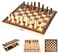 Échiquier pliable - Jeu d'échecs en bois - 34 x 34 cm - Jeu d'échecs de voyage 3-en-1