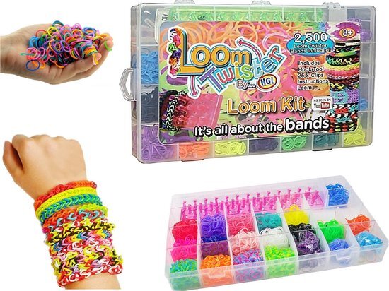 Loombandswebshop Loombands 2500 delig + 600 GRATIS geur loombandjes - loombandskoffer / starters box