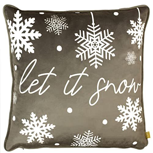 furn. furn. Let It Snow Polyester Gevuld Kussen, Grijs, 43 x 43 cm