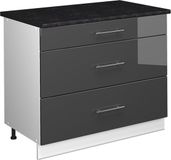 Vicco Keukenonderkast Fame-Line, Antraciet Hoogglans/Wit, 100 cm