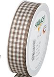 Halbach Seidenbänder Premium Vichy Karo cadeaulint (donkerbruin)
