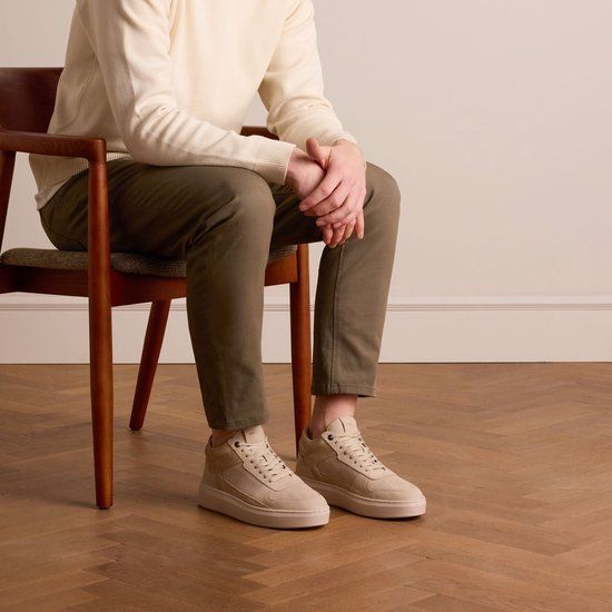 Manfield Beige Nubuck Sneakers Heren Maat 42