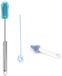 Unyqoos® Brosse pour bouteille flexible en silicone avec long manche, bleu argent