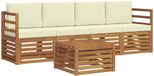 vidaXL - Salon d'angle - 4 places - Bois d'acacia massif - Naturel et crème