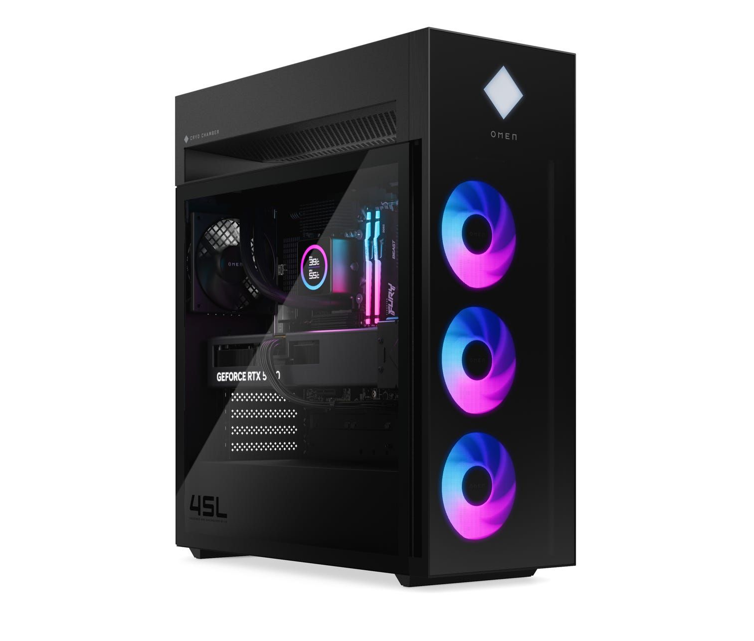 OMEN 45L Gaming Desktop - RTX 5080 - 360mm Liquid Cooler - Glass Side Panel - ARGB
