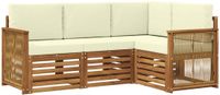 vidaXL - Acacia Hout Loungeset Bank 4-delig Natuurlijk en Crème Polyester