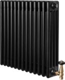 MonsterShop Monster Group BV 4-kolomsradiator - zwart - 600x605 mm - thermostaatkraan