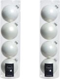 Decoris Boules de Noël - 8 pièces - Blanc - 10 cm Diamètre - Verre - Mat