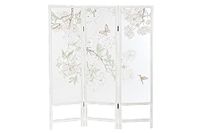 DRW Paravent nylon hout 150 x 2 x 180 bloemen wit