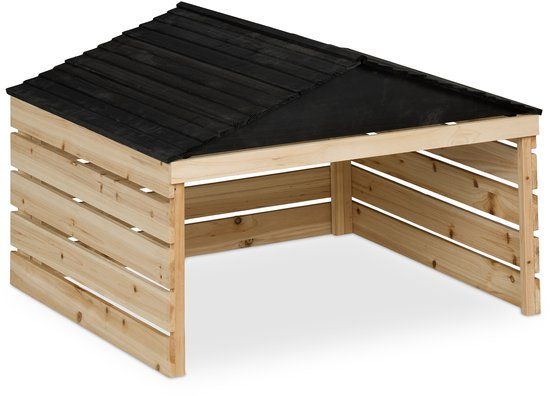 Merkloos Relaxdays Robotmaaier garage - Hout - 52,5 x 79 x 74 cm
