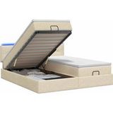 Maison Exclusive - Lit Ottoman avec matelas et éclairage LED, couleur crème, 180 x 200 cm, revêtement en tissu