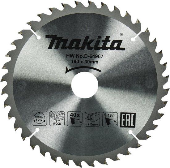 Makita Cirkelzaagblad voor Hout - Ø 190mm - 40T - D-64967