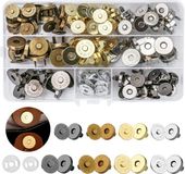 Bouchons magnétiques, 14 mm et 18 mm - 60 pièces - Vis métalliques - Fermeture magnétique - 4 couleurs - Convient pour la couture - Accessoires artisanaux - Sacs - Portefeuilles - Sacs à dos - Manteaux